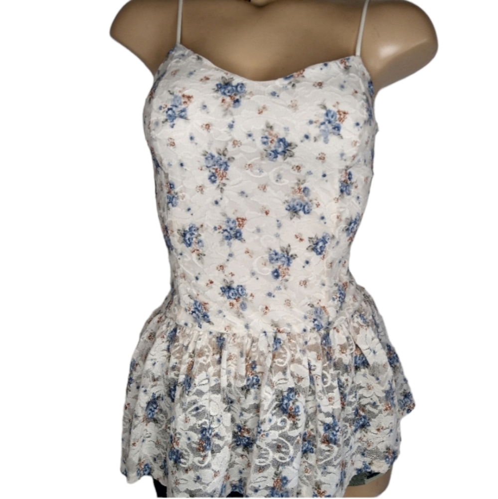 Finn & Clover floral lace tank size M